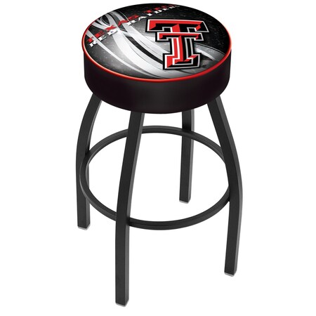 Holland Bar Stool Co 30" 4" Texas Tech Cushion Seat, Blk Wrinkle Base Swivel Bar Stool L8B130TXTech-D2